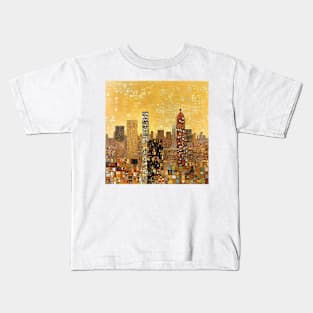 New york city painting Klimt style,cityscape painting with gold colors Kids T-Shirt